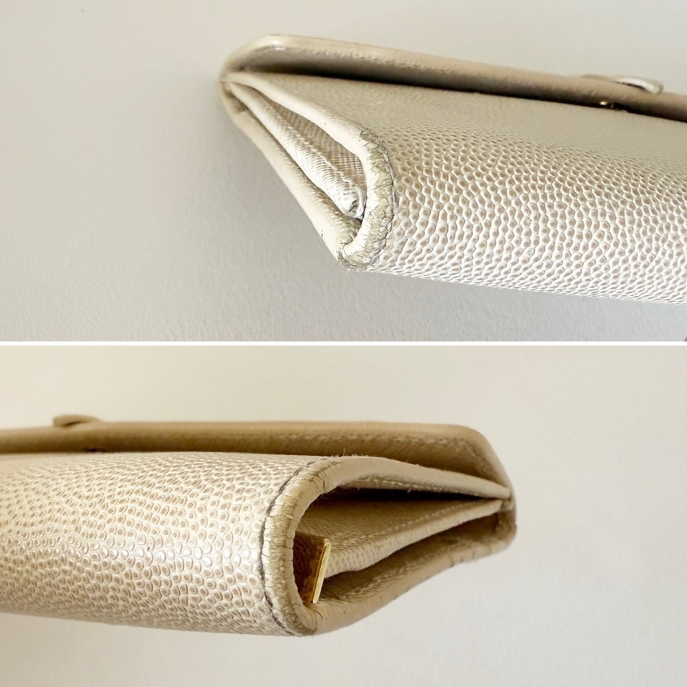 Salvatore Ferragamo Wallet Pebbled Leather Cream Casual Classic Chic Minimalist - Picture 11 of 12